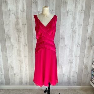 Tadashi collection fuchsia pink silk tiered dress size 12
